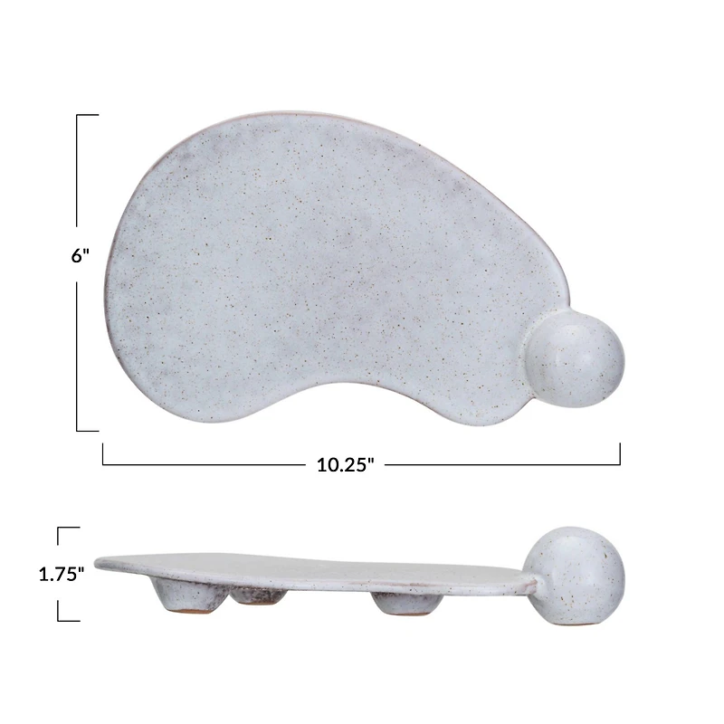 Hello Honey® 10.25" Cream Reactive Glaze Stoneware Tray with Ball