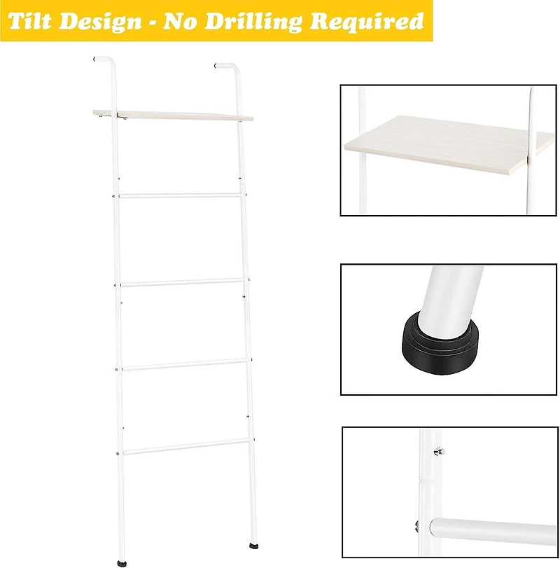 NEX™ 5-Tier White Ladder Towel & Blanket Holder Rack