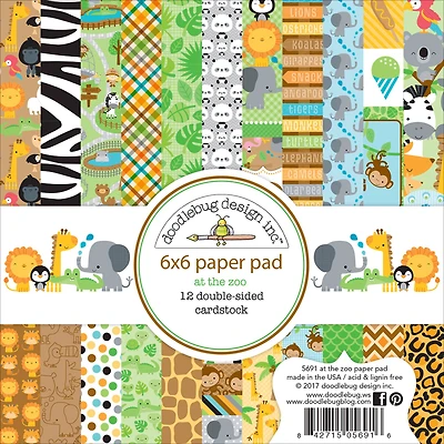 Doodlebug Design Inc.™ At The Zoo Paper Pad, 6" x 6"