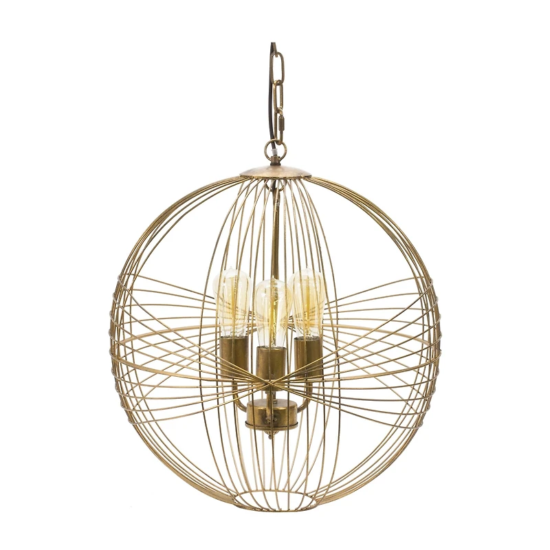 20" Intricate Metal Sphere Hanging Lamp