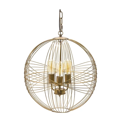 20" Intricate Metal Sphere Hanging Lamp