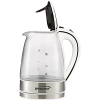 Brentwood 1.7L White Cordless Tempered Glass Electric Kettle