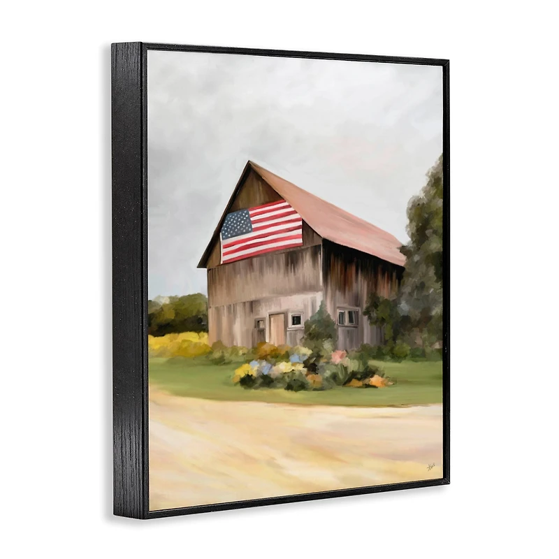 Stupell Industries Rural Americana Home Countryside Farm Flag Painting Framed Giclee Art