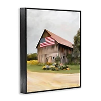 Stupell Industries Rural Americana Home Countryside Farm Flag Painting Framed Giclee Art