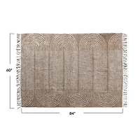 Hello Honey® Brown Boho Cotton Tufted Rug With Arched Geometric Pattern & Fringe, 84" x 60"