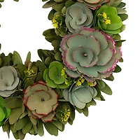 14" Wooden Spring Mini Flowers Artificial Wreath