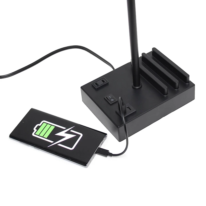Simple Designs 15.3" Table Lamp with 2 USB Ports & Charging Outlet