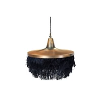 Hello Honey® 16" Charcoal Metal Pendant Light with Fringe