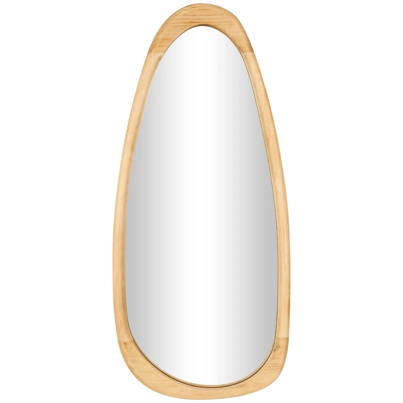 42" Brown Wood Oval Wall Mirror
