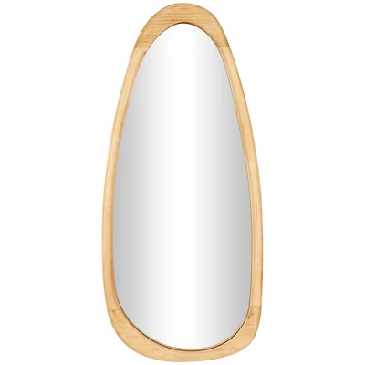 42" Brown Wood Oval Wall Mirror