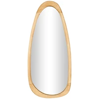 42" Brown Wood Oval Wall Mirror