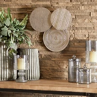 Silver Aluminum Plate Wall Decor with Textured Pattern 18" x 3" x 18"