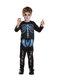 Small Black & Blue 1-Piece Skeleton Boy's Costume