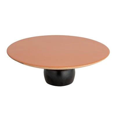 Hello Honey® 9.75" Brown & Black Enameled Mango Wood Kitchen Pedestal