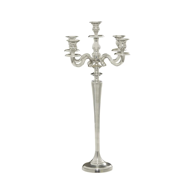 24'' Silver Aluminum Traditional Candle Holder