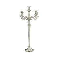 24'' Silver Aluminum Traditional Candle Holder