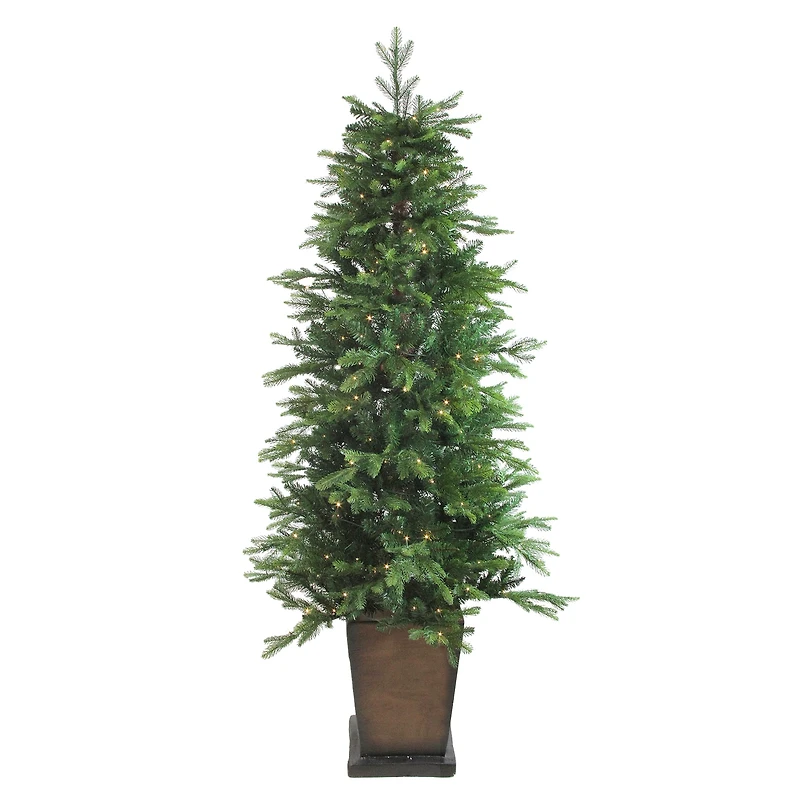 6ft. Pre-Lit Real Touch™️ Oregon Noble Fir Artificial Potted Christmas Tree, Warm Clear LED Lights