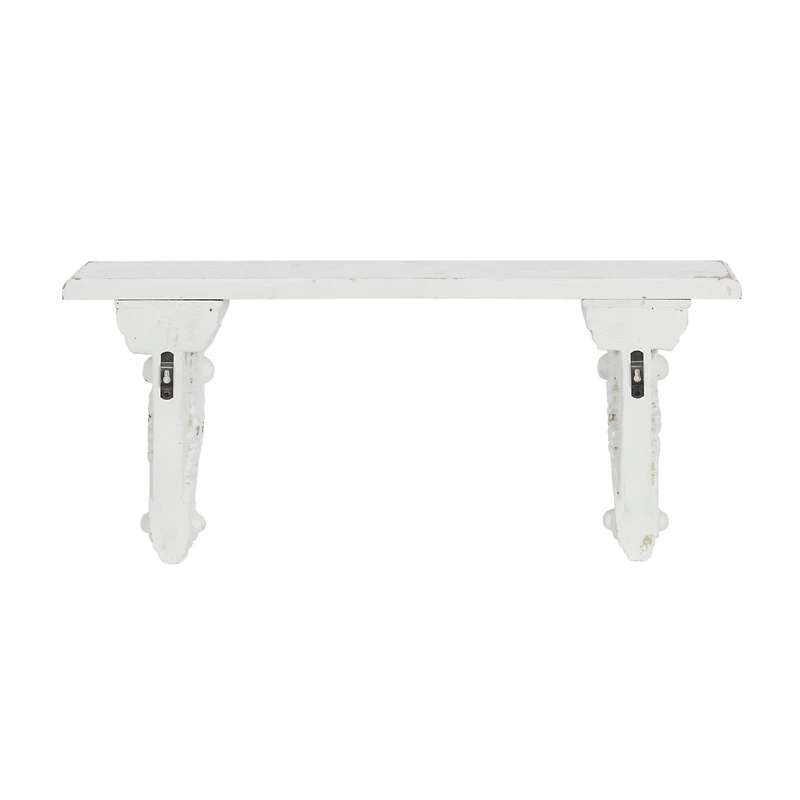 White Wood Farmhouse Wall Shelf