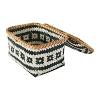 Hello Honey® Black & White Hand-Woven Bamboo Boxes with Lids & Closures Set
