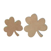 Glitzhome® Set of 2 St. Patrick's Wooden Shamrock Table Decor