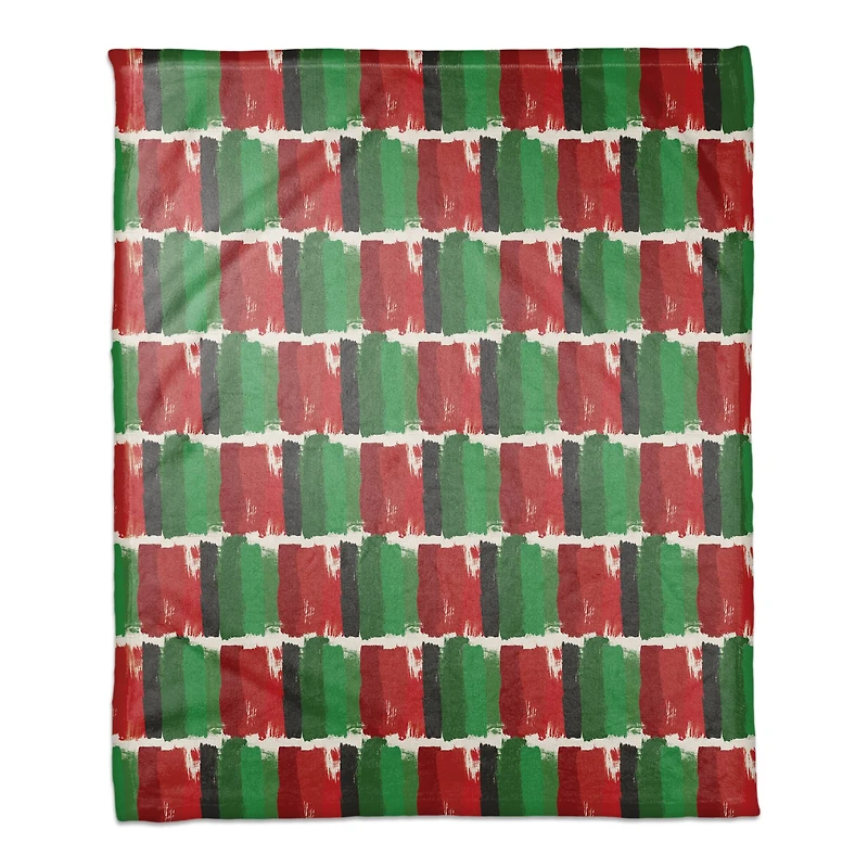 60" Kwanzaa Stroke Pattern Coral Fleece Blanket