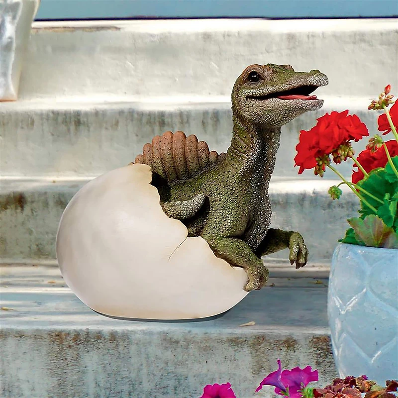 Design Toscano 12.5" Prehistoric Spinosaurus Dinosaur Egg Hatchling Garden Statue