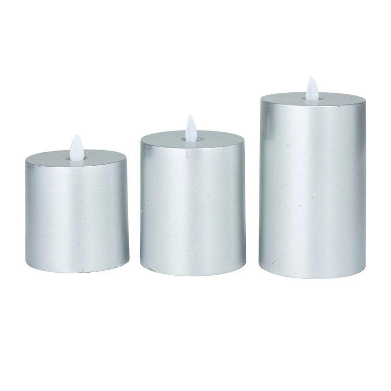 Silver Traditional Flameless Candle Set