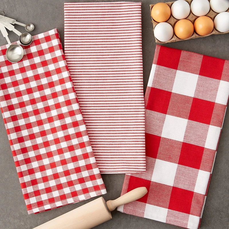 DII® Red & White Dishtowel Set
