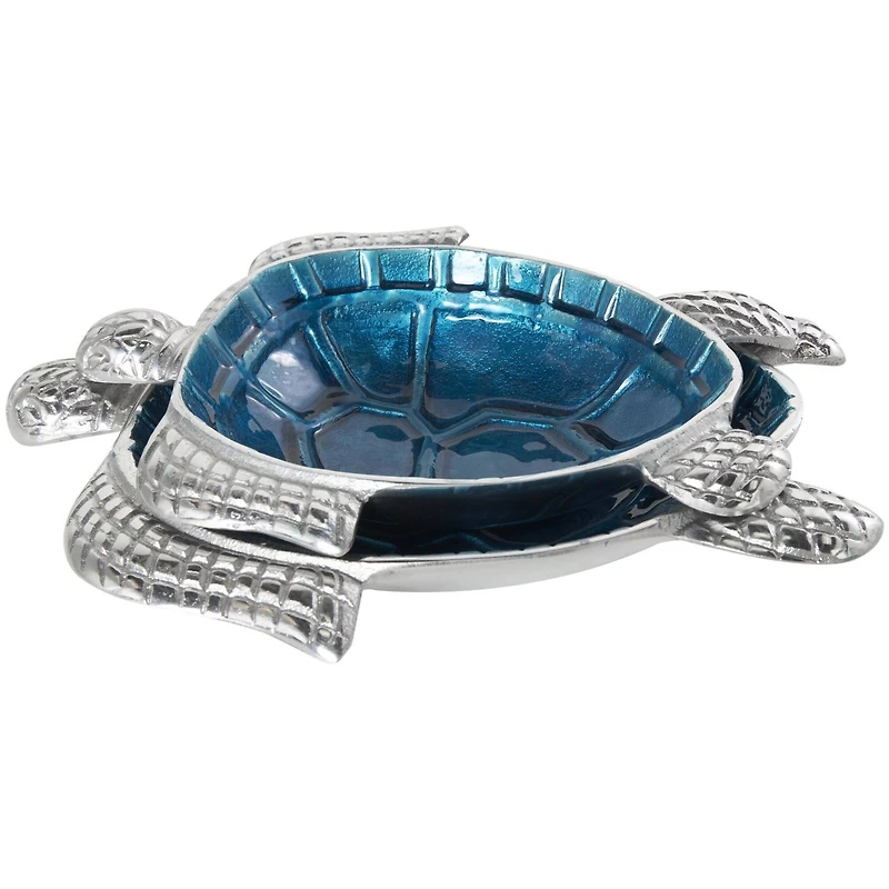 Blue Aluminum Metal Turtle Enameled Decorative Bowls, 2ct.