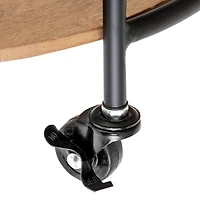 Honey Can Do Black & Natural 2-Tier Round Side Table with Wheels