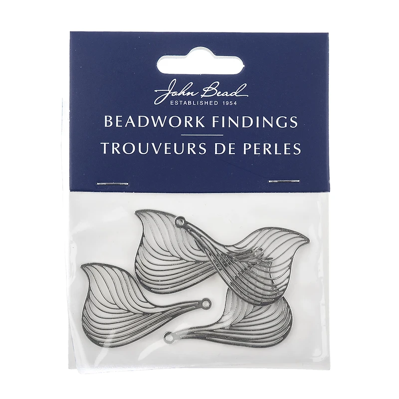 John Bead Silver Leaf Pendants, 4ct.