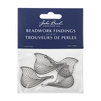 John Bead Silver Leaf Pendants, 4ct.