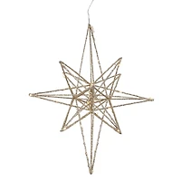 12'' Warm White LED Lighted B/O Gold Glittered Geometric Star Christmas Decoration