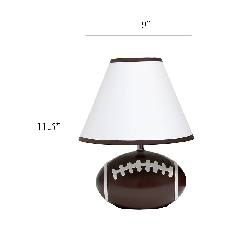 Simple Designs™ 11.5" Football Base Table Lamp with White Shade Brown Trim