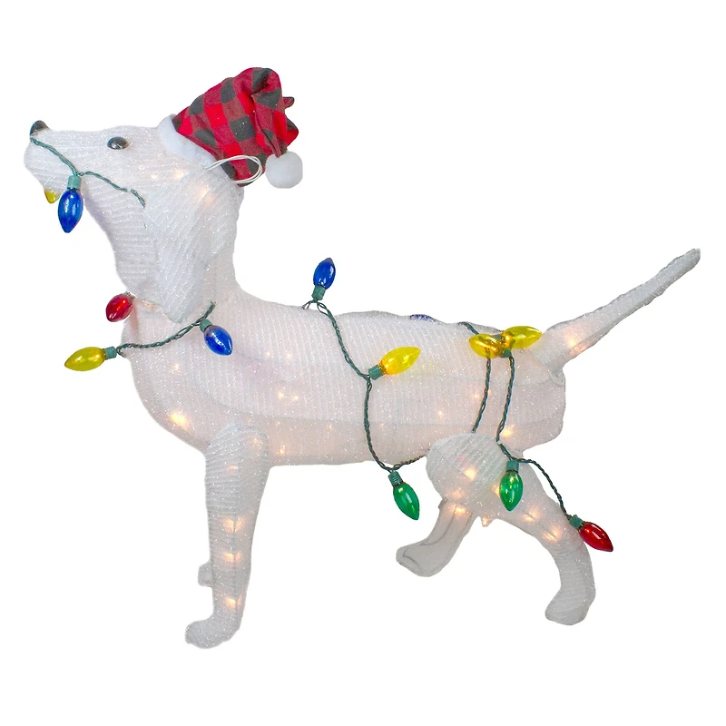 3ft. White Lighted Standing Dog Christmas Decoration
