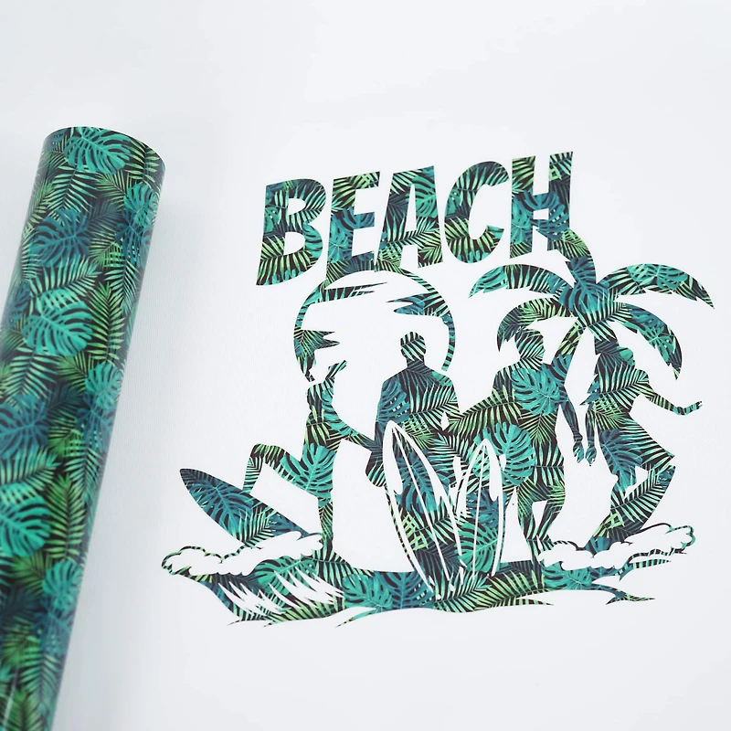 Green Tropical Leaves Heat Transfer Vinyl by Make Market®
