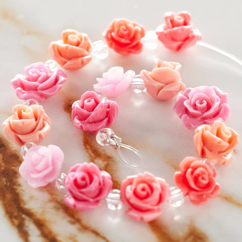 Pink Mix Reconstituted Stone Rose Beads, 10mm by Bead Landing™