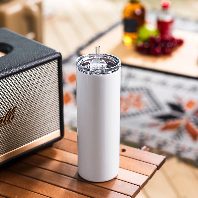 18.5oz. Skinny Sublimation Tumbler with Straw by Make Market®