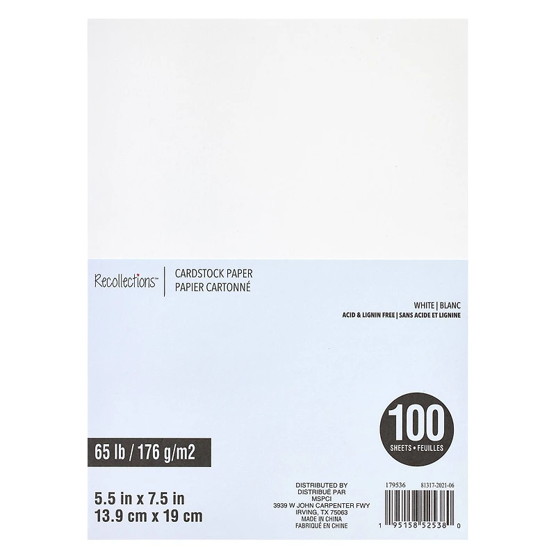 5.5" x 7.5" Cardstock Paper by Recollections™, 100 Sheets