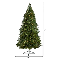 8ft. Pre-Lit Grand Teton Spruce Flat Back Artificial Christmas Tree, Warm White LED Lights