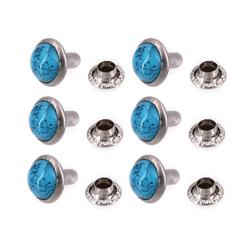 Turquoise Leather Button Studs, 6ct. by Bead Landing™