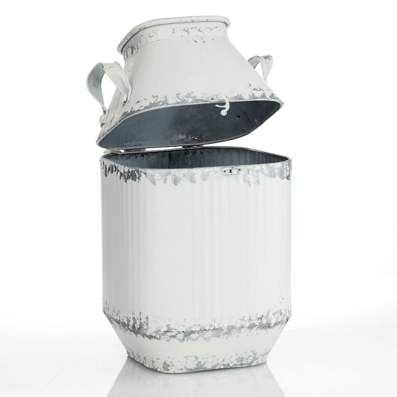 White Metal Decorative Milk Can Set