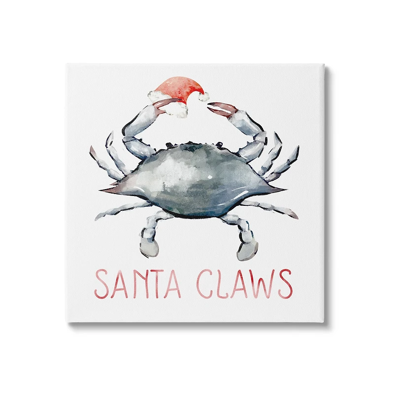 Stupell Industries Santa Claws Holiday Crab Canvas Wall Art