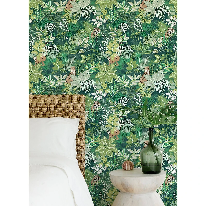NuWallpaper PrintFresh Sage Tropical Oasis Peel & Stick Wallpaper