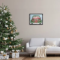 Stupell Industries Farmhouse Pigs Green Holiday Truck Framed Floater Canvas Wall Art