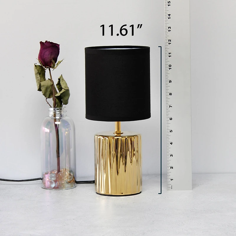 Simple Designs 11.5" Ruffled Metallic Gold Capsule Table Lamp