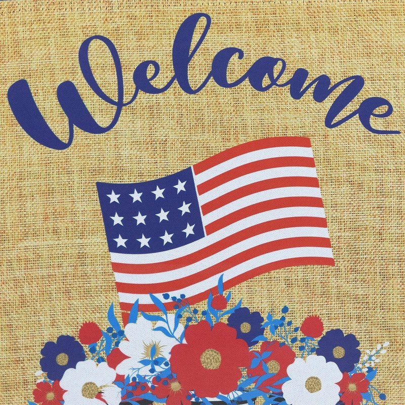 18" USA Floral Mason Jars Welcome Garden Flag