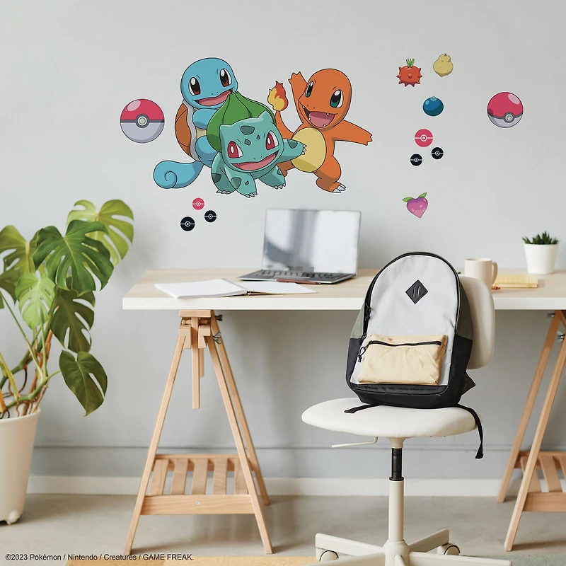 RoomMates Pokémon Squirtle, Charmander & Bulbasaur Peel & Stick Giant Wall Decals