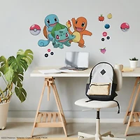 RoomMates Pokémon Squirtle, Charmander & Bulbasaur Peel & Stick Giant Wall Decals