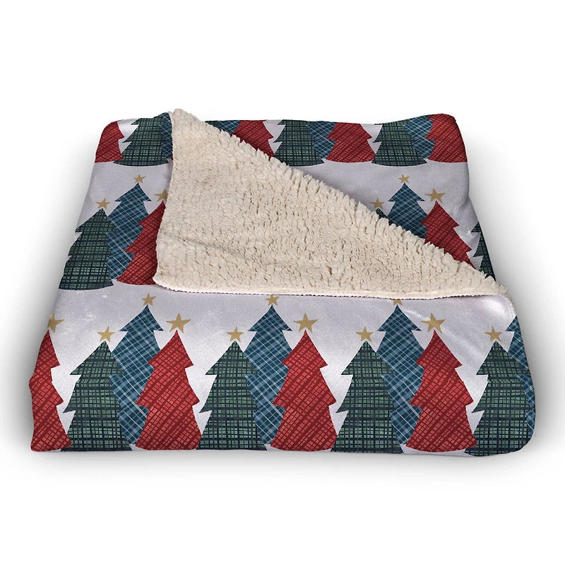 Christmas Tree Trio Sherpa Fleece Blanket